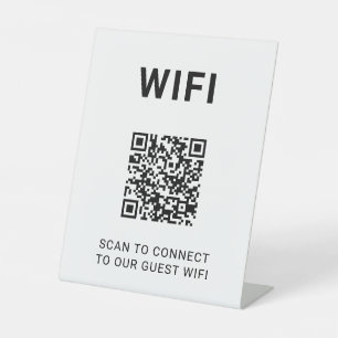 Guest Wifi QR Code Connect Login Minimal Pedestal Sign
