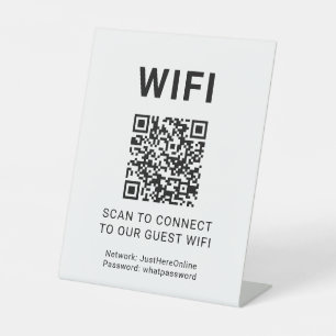Guest Wifi QR Code Connect Login Network Pedestal Sign