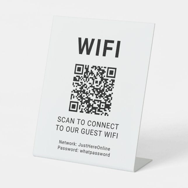 Guest Wifi QR Code Connect Login Network Pedestal Sign (Front)