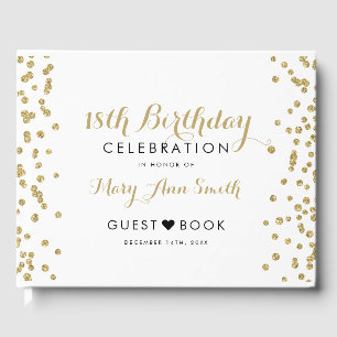 GuestBook 18th Birthday Gold Glitter Confetti