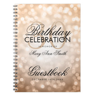 Guestbook 30th Birthday Party Copper Glitter Light Notebook