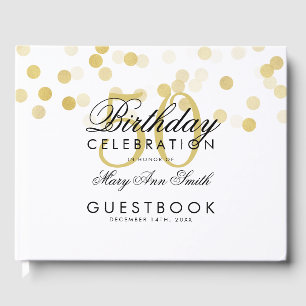 Guestbook 50th Birthday Gold Foil Glitter Lights