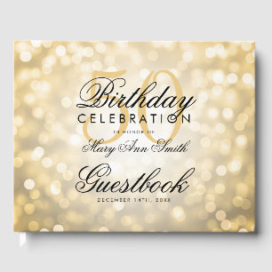 Guestbook 50th Birthday Party Gold Glitter Light