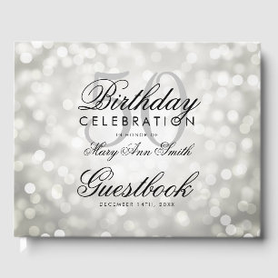 Guestbook 50th Birthday Party Silver Glitter Light