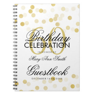 Guestbook 60th Birthday Gold Foil Glitter Lights Notebook