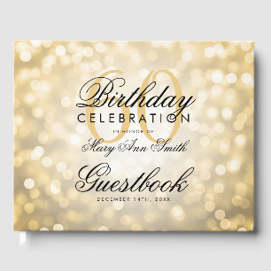 Guestbook 60th Birthday Party Gold Glitter Light