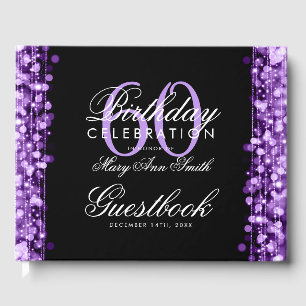 Guestbook 60th Birthday Party Sparkles Purple