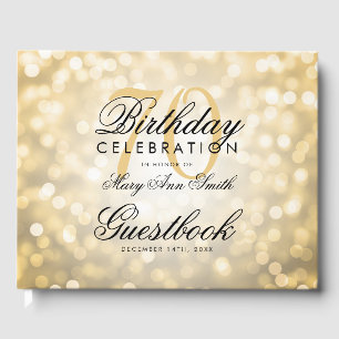 Guestbook 70th Birthday Party Gold Glitter Light