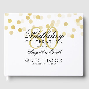 Guestbook 80th Birthday Gold Foil Glitter Lights