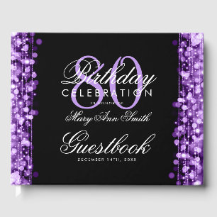 Guestbook 80th Birthday Party Sparkles Purple