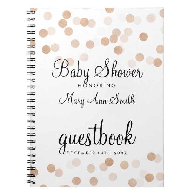 Guestbook Baby Shower Copper Foil Glitter Lights Notebook (Front)
