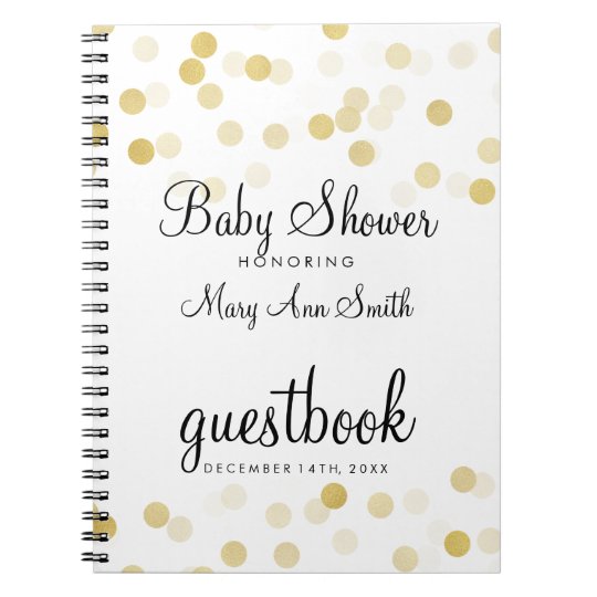 Guestbook Baby Shower Gold Foil Glitter Lights Spiral Notebook