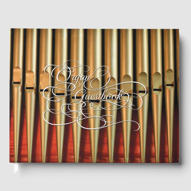 Guestbook for visiting organists with gold and red (Front)