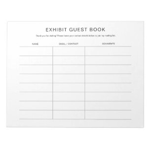 Guestbook Notepad for Art Craft Show Exhibit