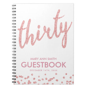 Guestbook Rose Gold Thirty Birthday Glitter Notebook