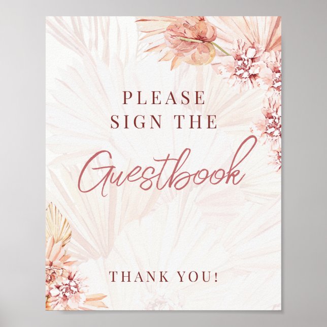 Guestbook Sign Boho Blush Beige Bridal Baby Shower (Front)