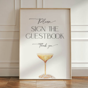 Guestbook Sign Pearls and Prosecco Pedestal Sign