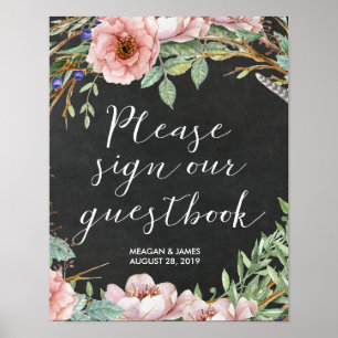 guestbook wedding sign floral elegant