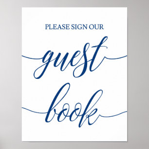 Guestbook Wedding Sign in Navy Blue Calligraphy