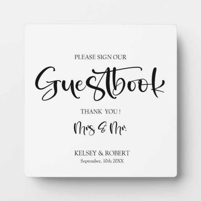 Guestbook Wedding sign Tabletop  Plaque (Front)