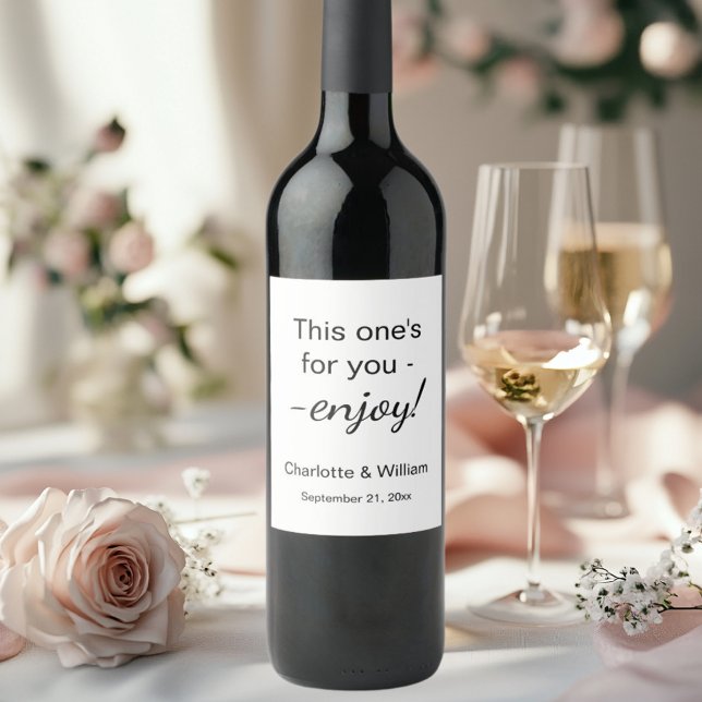 Guests favours black white wedding wine label (Creator Uploaded)