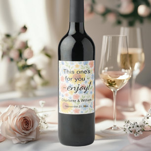 Guests favours sunflowers floral wedding wine label
