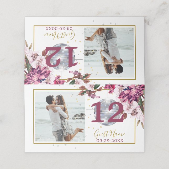 Guests Gold Disco Elegant Photo Table Number  Place Card (Outside Unfolded)