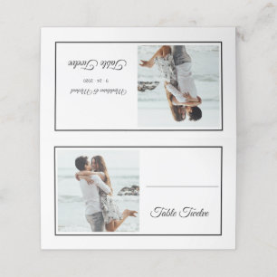 Guests Name Photo Elegant Wedding Table Number Place Card