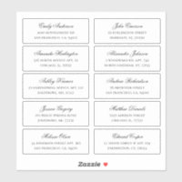 Guests names and address. Wedding shipping labels