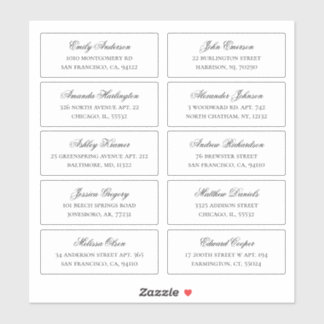 Guests names and address. Wedding shipping labels
