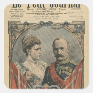 Guests of France, King Frederick VIII  and Queen Square Sticker