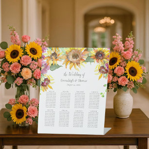 Guests Seating Chart Sunflower Fall Florals Pedestal Sign