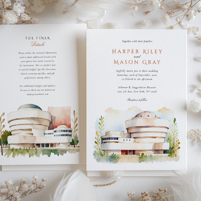 Guggenheim Museum NYC Watercolor Wedding Invitation (Creator Uploaded)