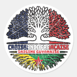 Guiana Guyanese French France Tree Roots Flag Classic Round Sticker