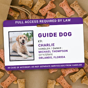Guide Dog ID Personalised Simple Service Dog Photo ID Badge