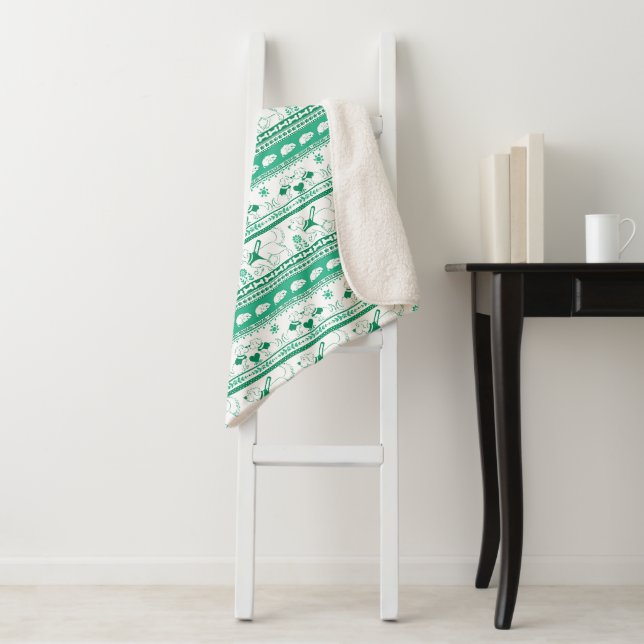Guide Dog Tale Golden Pattern - Green - Sherpa Blanket (In Situ)