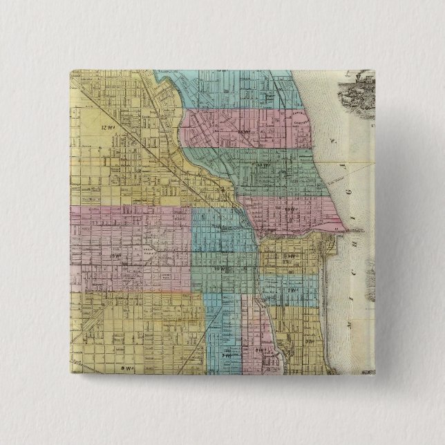 Guide Map of Chicago 15 Cm Square Badge (Front)