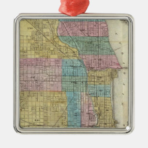 Guide Map of Chicago Metal Tree Decoration