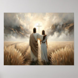 Guided by Faith, Christian Art, Jesus and Woman, Poster