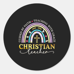 Guided By Faith Jesus Bible Sunday School Christia Classic Round Sticker