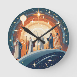 Guided by Light – Celestial Journey Round Clock