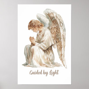Guided By Light Quote Watercolor Angel  Poster