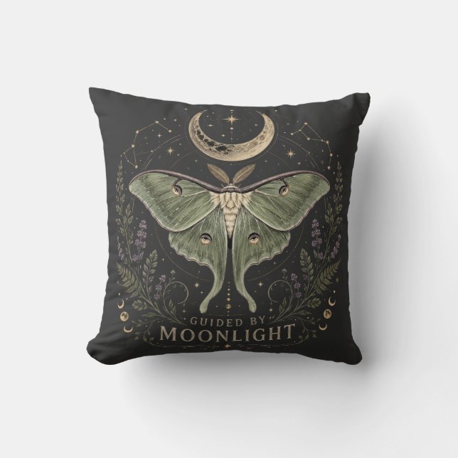 Guided by Moonlight Luna Moth Celestial   Cushion (Front)