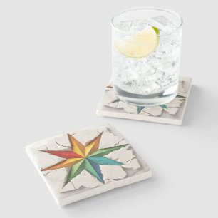 Guiding Colourful Star Stone Coaster
