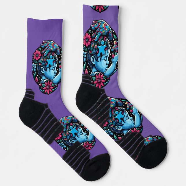 Guiding Light: The Puzzle of Autism Awareness Socks (Right)