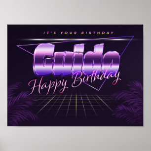 Guido Name Vorname lila retro Poster Geburtstag