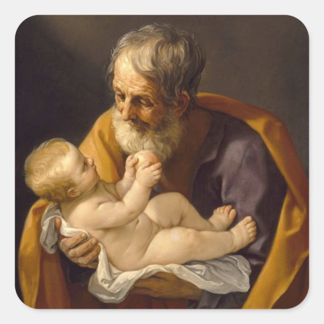 Guido Reni - Saint Joseph And The Christ Child Square Sticker (Front)