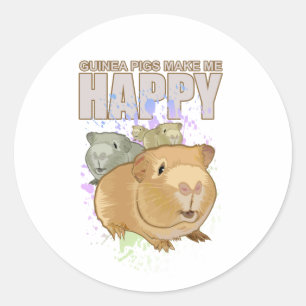 Guiena Pigs Makes Me Happy  Classic Round Sticker
