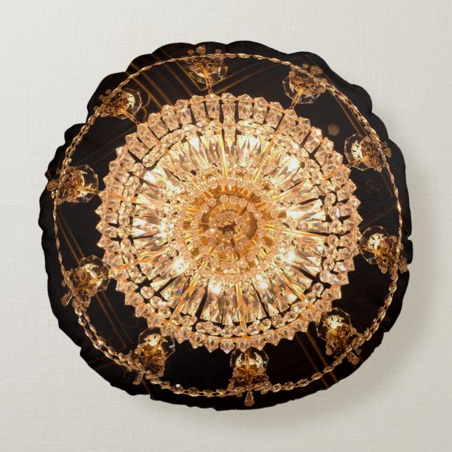 Guildhall Elegance: Antique Chandelier View Round Cushion (Front)