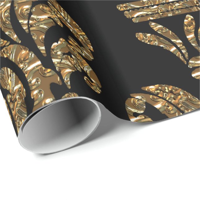 GuildHall Regal Black Damask Wrapping Paper (Roll Corner)